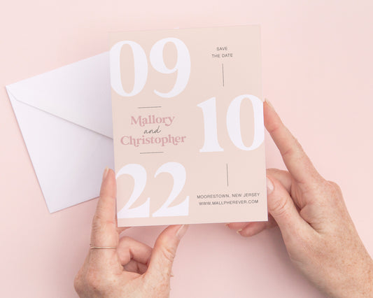 Minimalist and Modern Save the Date with Large Numbers