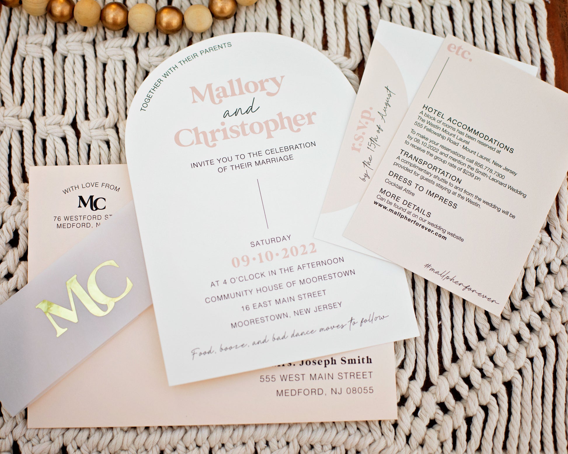 Arch wedding wedding invitation suite