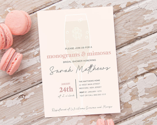 Monograms and Mimosas Bridal Shower invitation