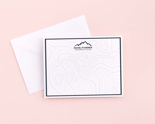 Topographic Personalized Wedding Thank You Card