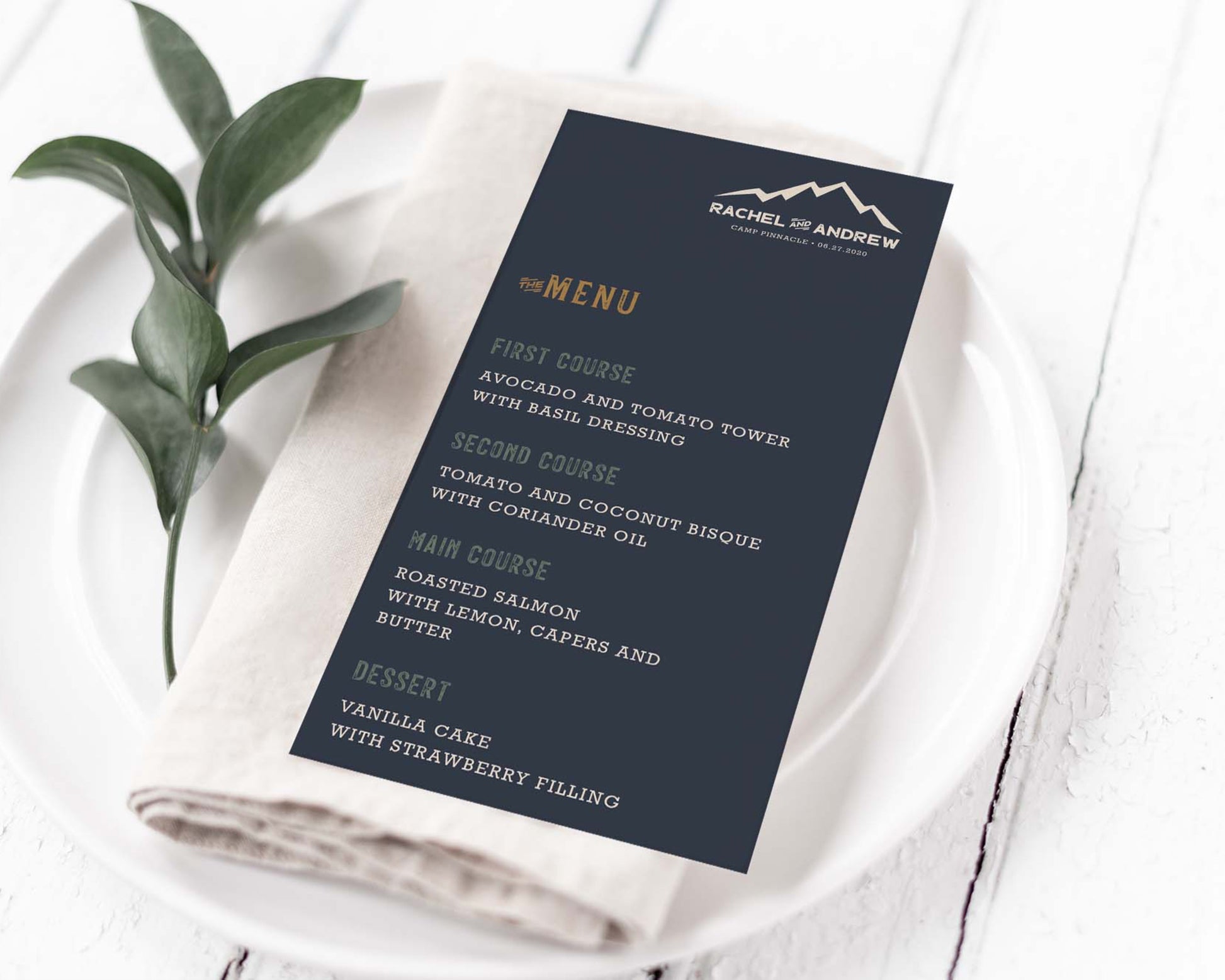 Mountain Monogram Dinner Menu