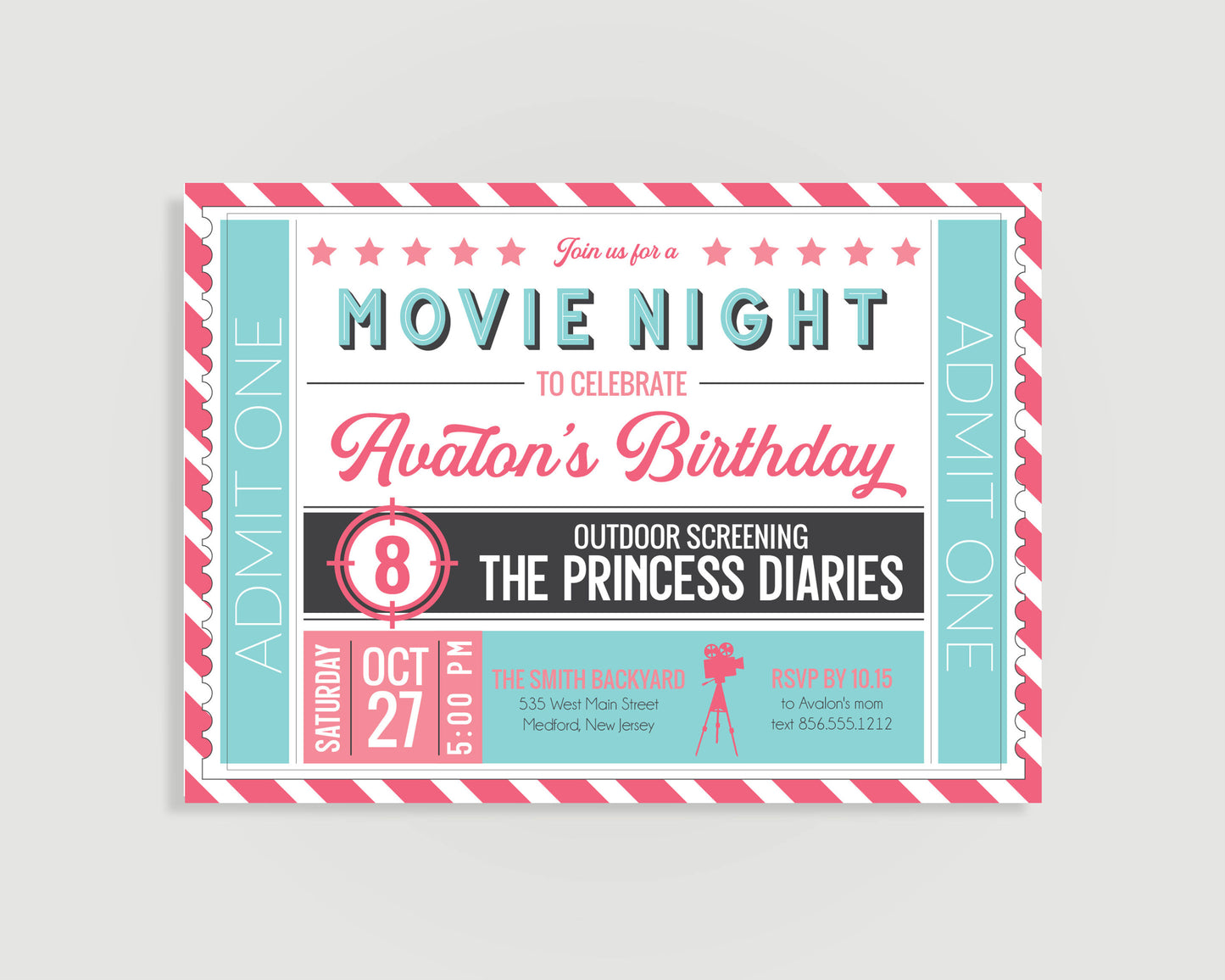 Outdoor movie birthday invitation