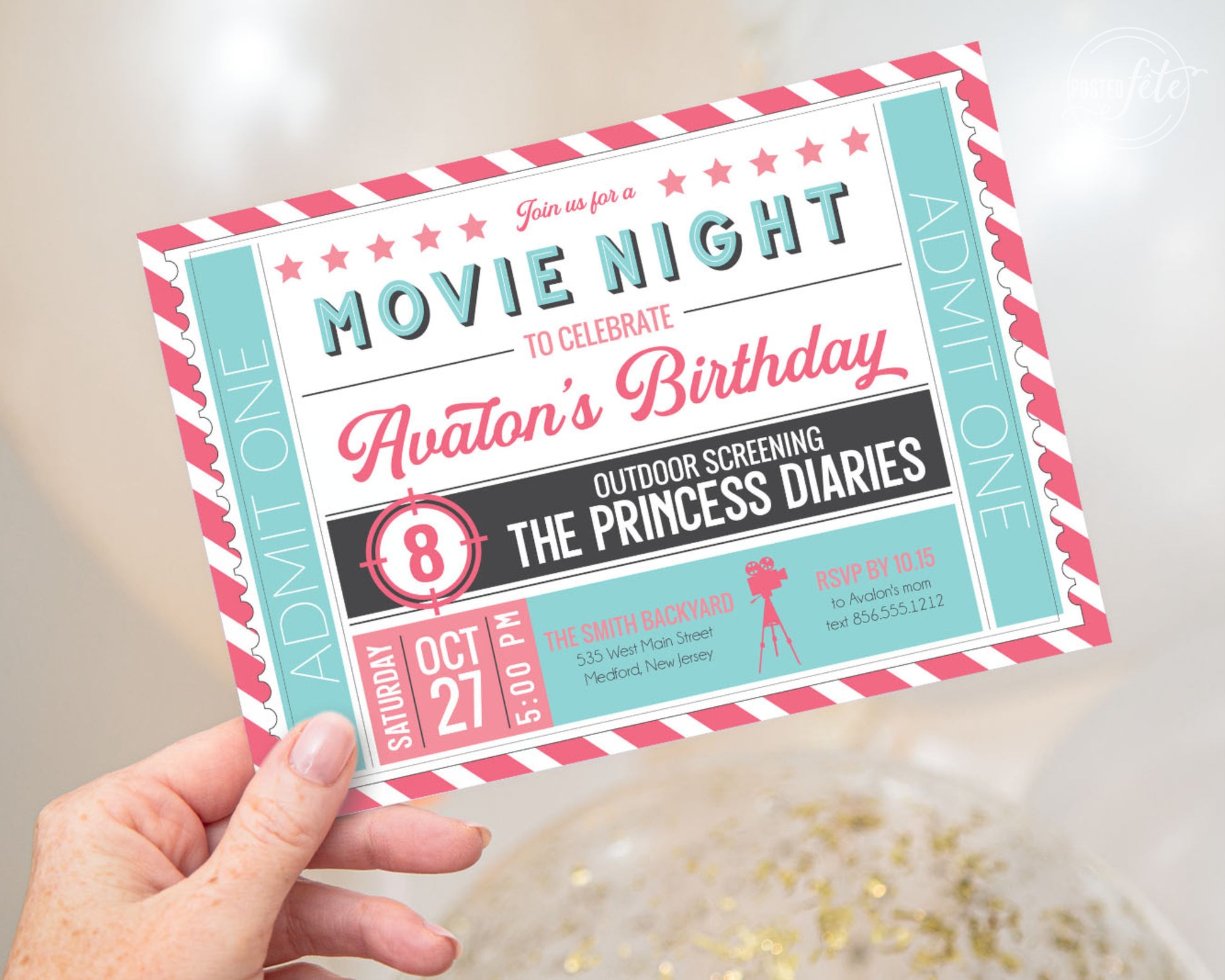 Outdoor Movie Screening Birthday Party Invitation
