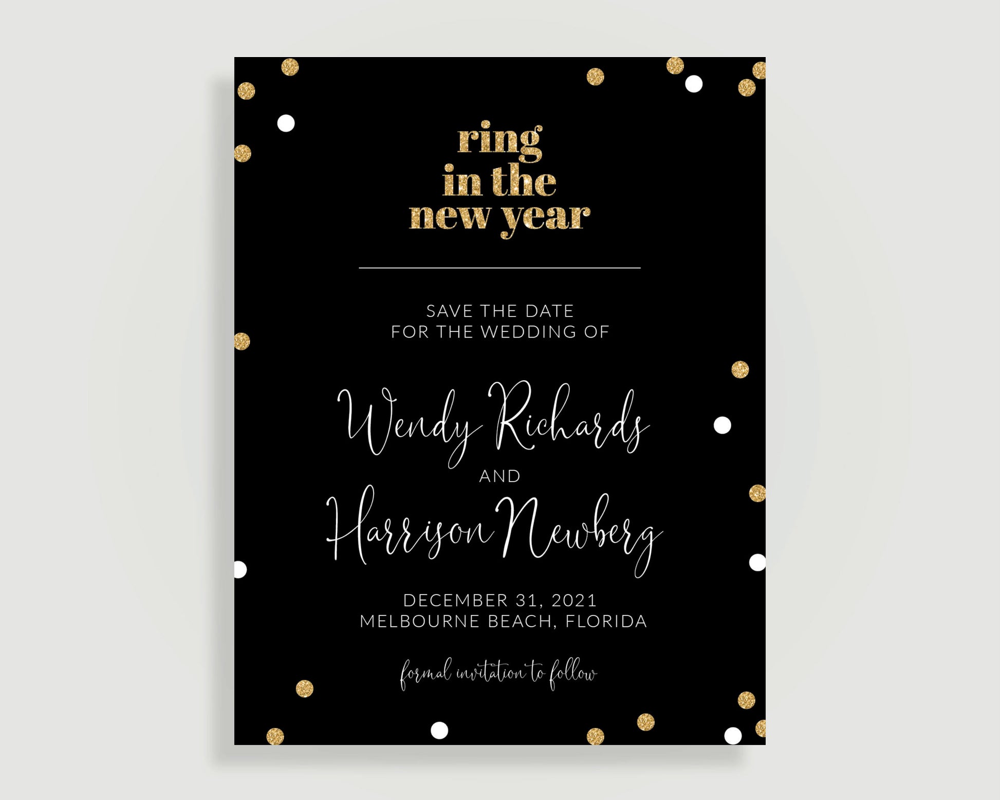 NYE Wedding Save the Date