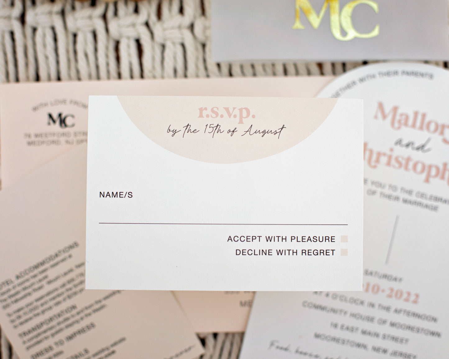 arch rsvp card for wedding invitation