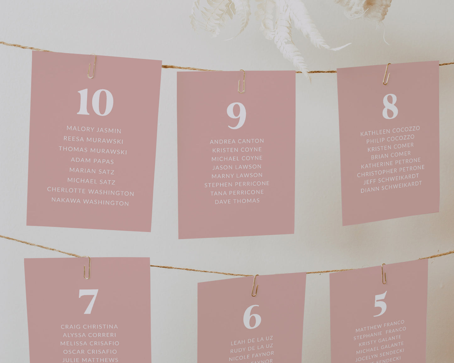 Seating Chart Table Cards