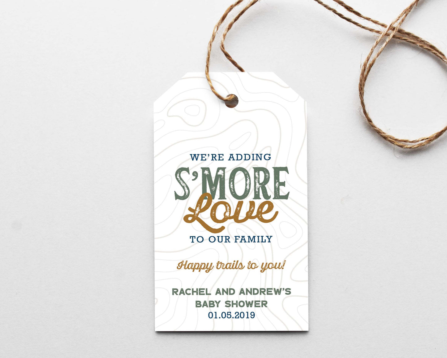 We're adding s'more love to our family baby shower favor tag