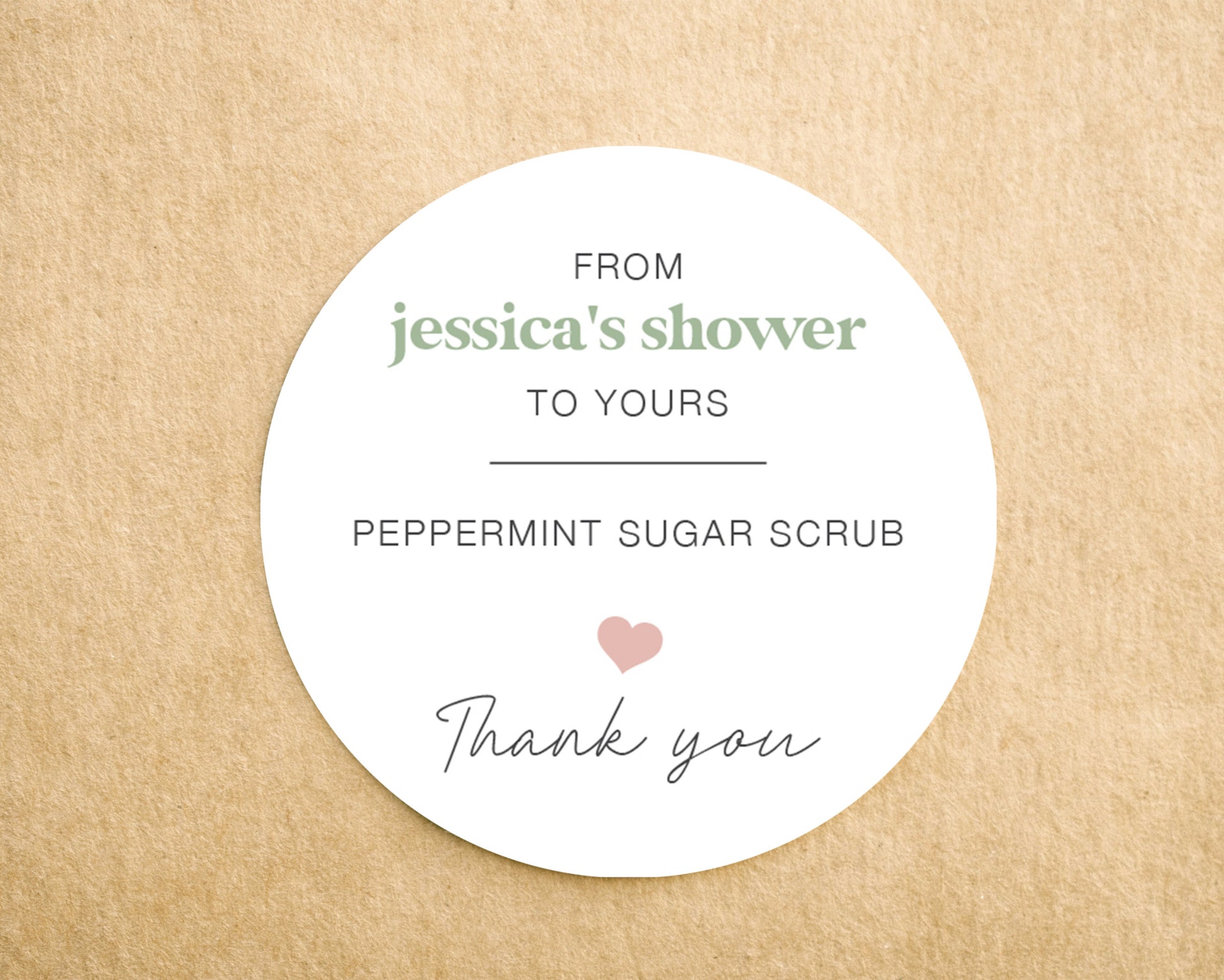 Body scrub bridal shower favor sticker