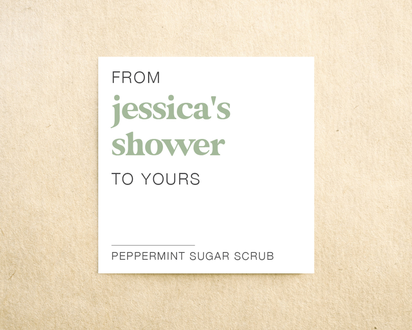 Body scrub bridal shower favor sticker