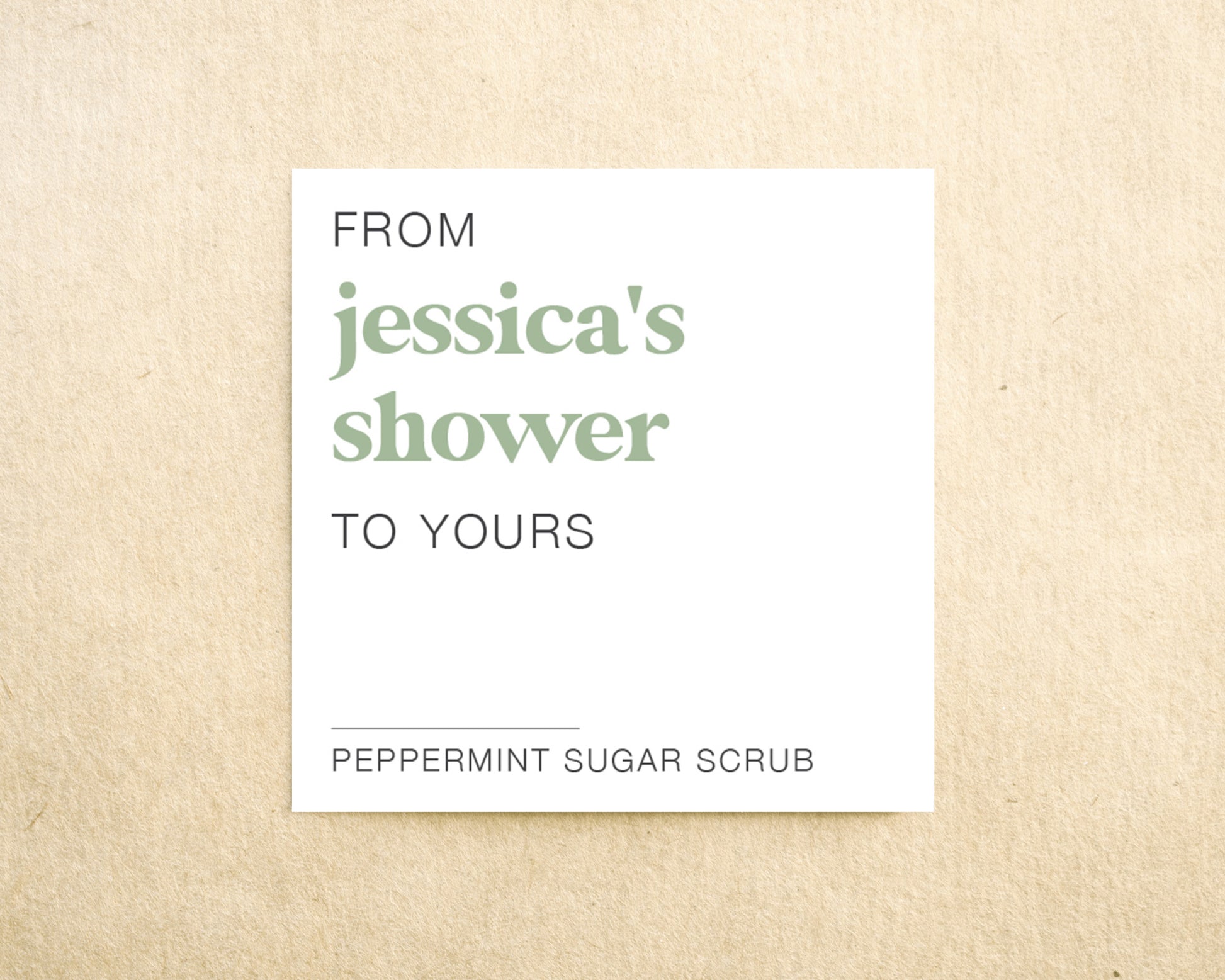 Body scrub bridal shower favor sticker