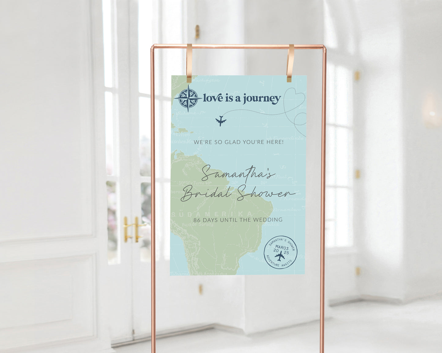 Love is a journey travel bridal shower welcome sign