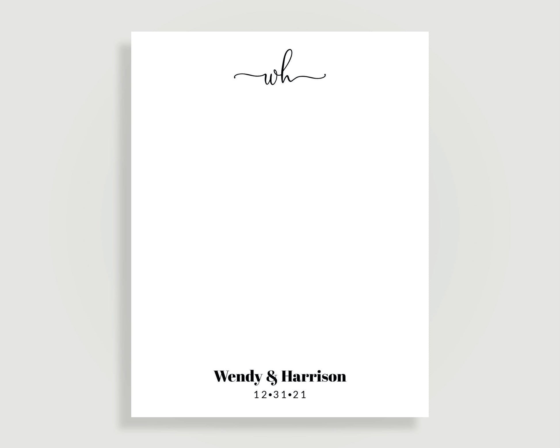 Monogram Wedding Thank you Card NYE 